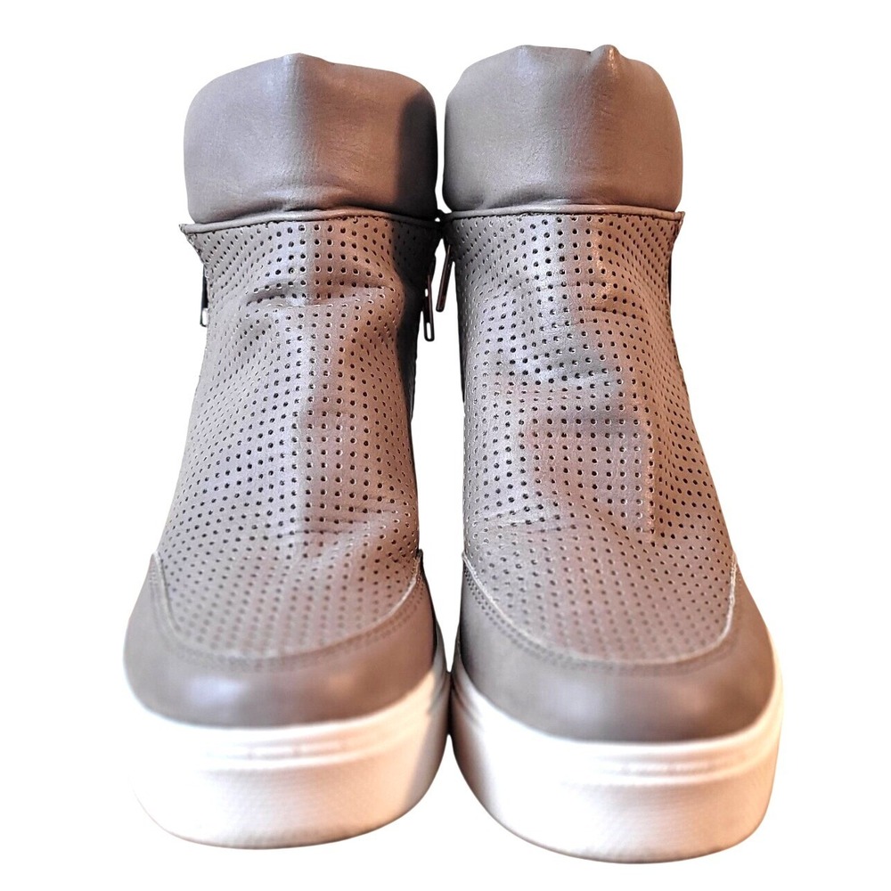 Steve Madden Linqsp Taupe Hidden Wedge Sneakers sz 8 Perforated Fashion High Top - Picture 5 of 16